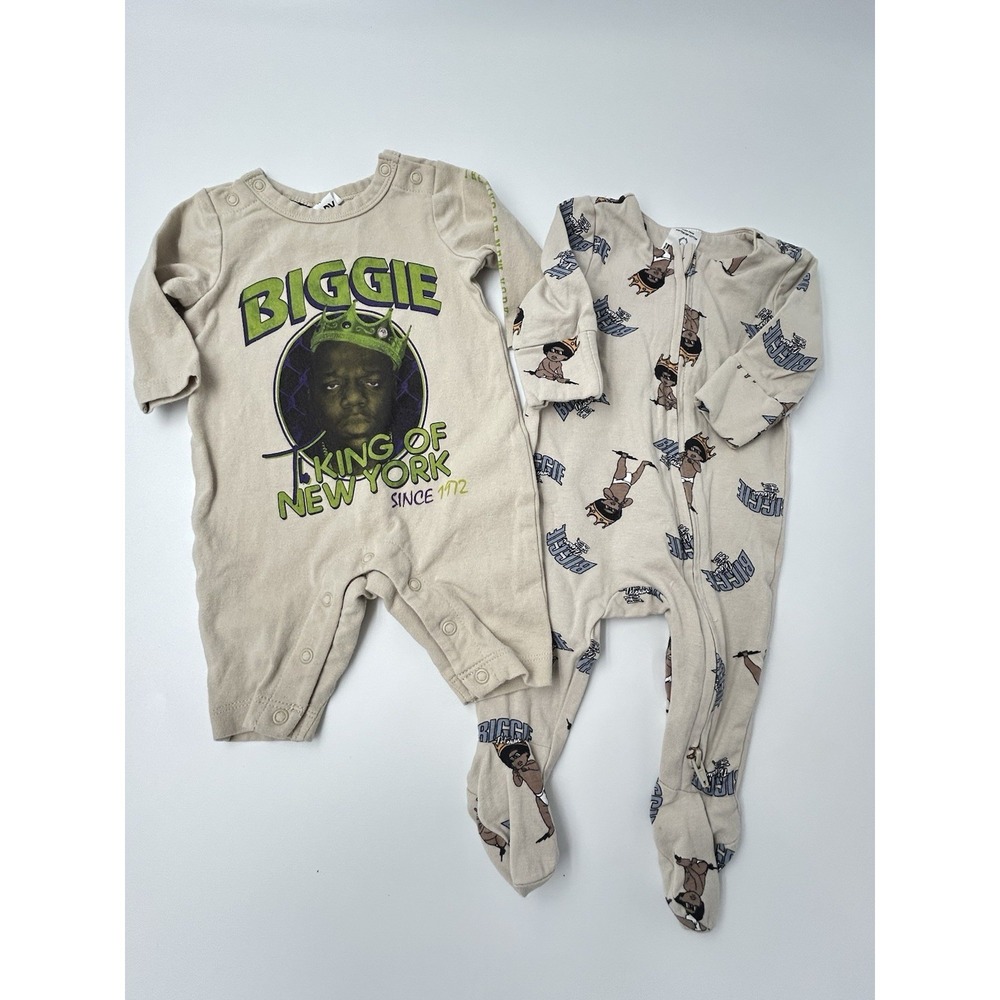 Newborn Baby Notorious BIG  2pc  Romper Sleeper King of NY Set Pajamas - Picture 10 of 10